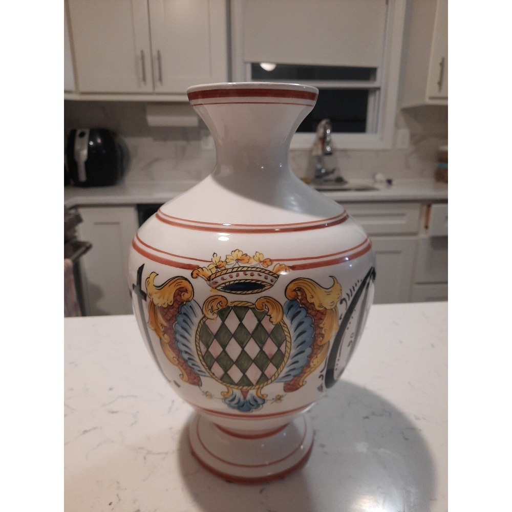 DEAF ear doctor vtg italian majolica art pottery crown medical apothecary jar